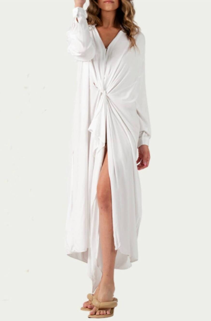 NEW LUCCA renee twist front jersey maxi dress in white